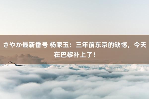 さやか最新番号 杨家玉：三年前东京的缺憾，今天在巴黎补上了！