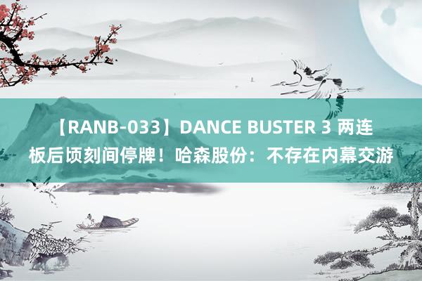 【RANB-033】DANCE BUSTER 3 两连板后顷刻间停牌！哈森股份：不存在内幕交游