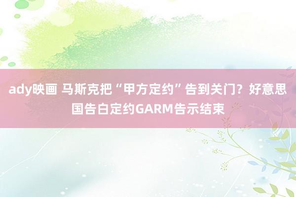 ady映画 马斯克把“甲方定约”告到关门？好意思国告白定约GARM告示结束