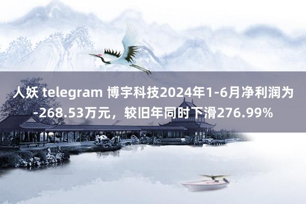 人妖 telegram 博宇科技2024年1-6月净利润为-268.53万元，较旧年同时下滑276.99%