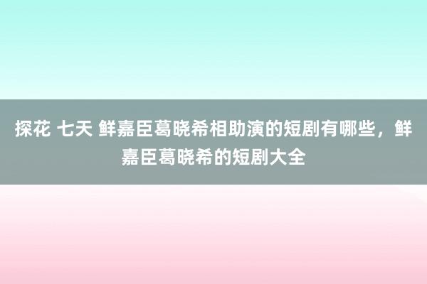 探花 七天 鲜嘉臣葛晓希相助演的短剧有哪些，鲜嘉臣葛晓希的短剧大全